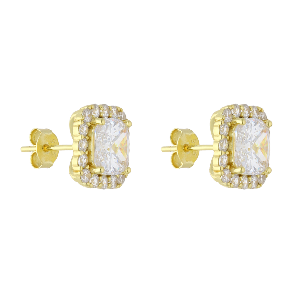 Broquel cushion circonias blancas plata