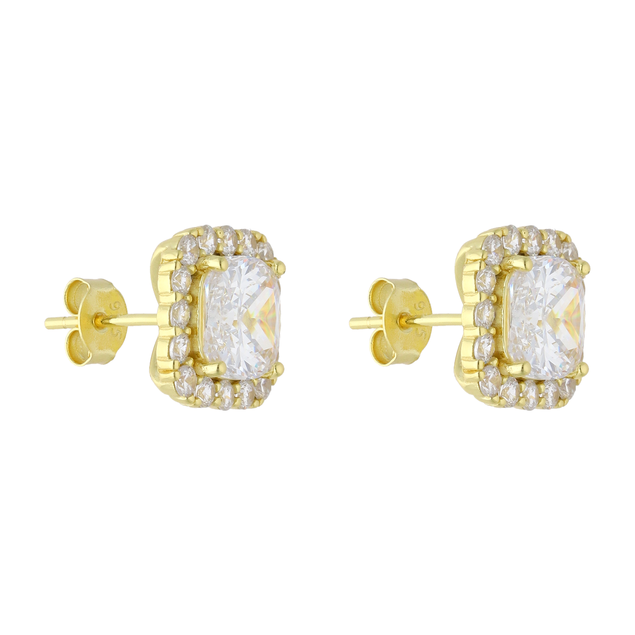 Broquel cushion circonias blancas plata