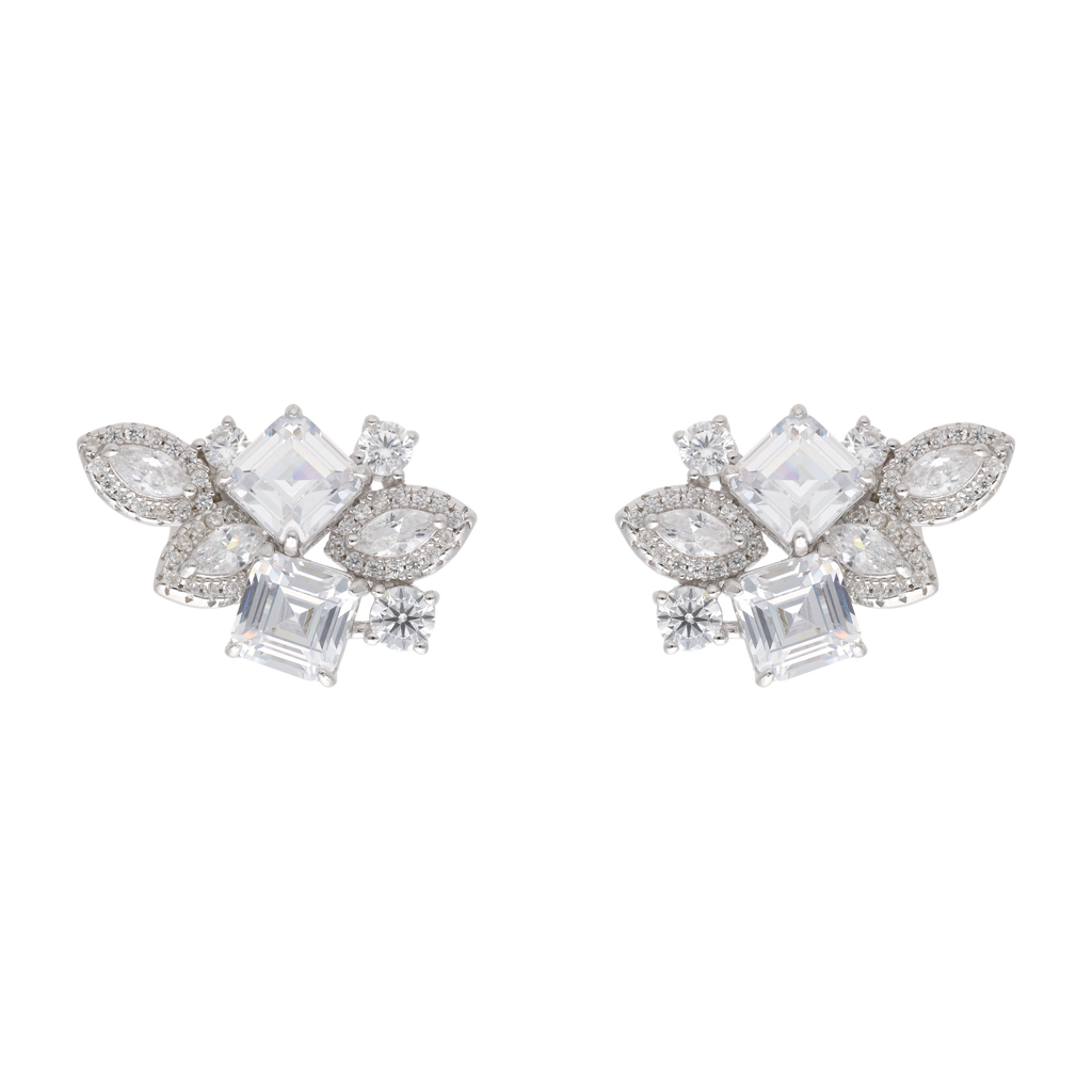 Ear climber multishape circonias plata