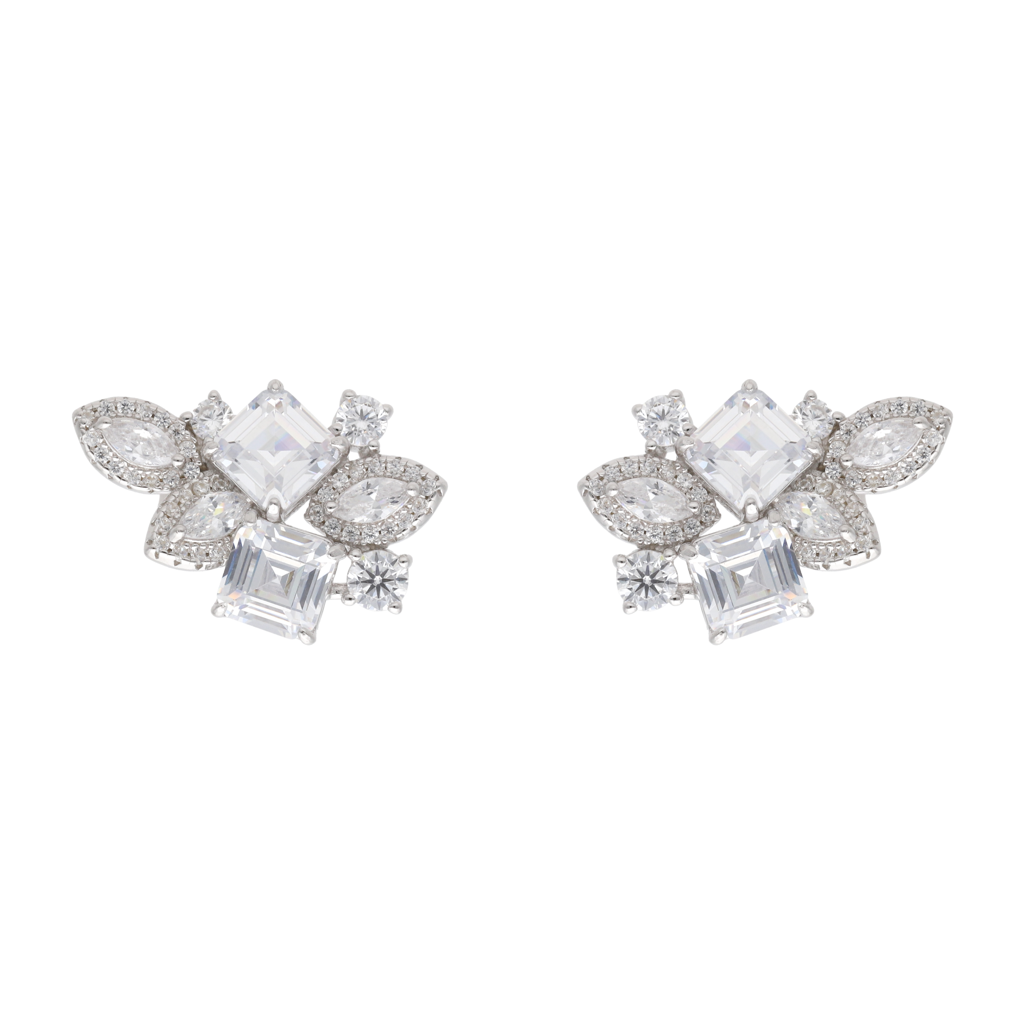 Ear climber multishape circonias plata