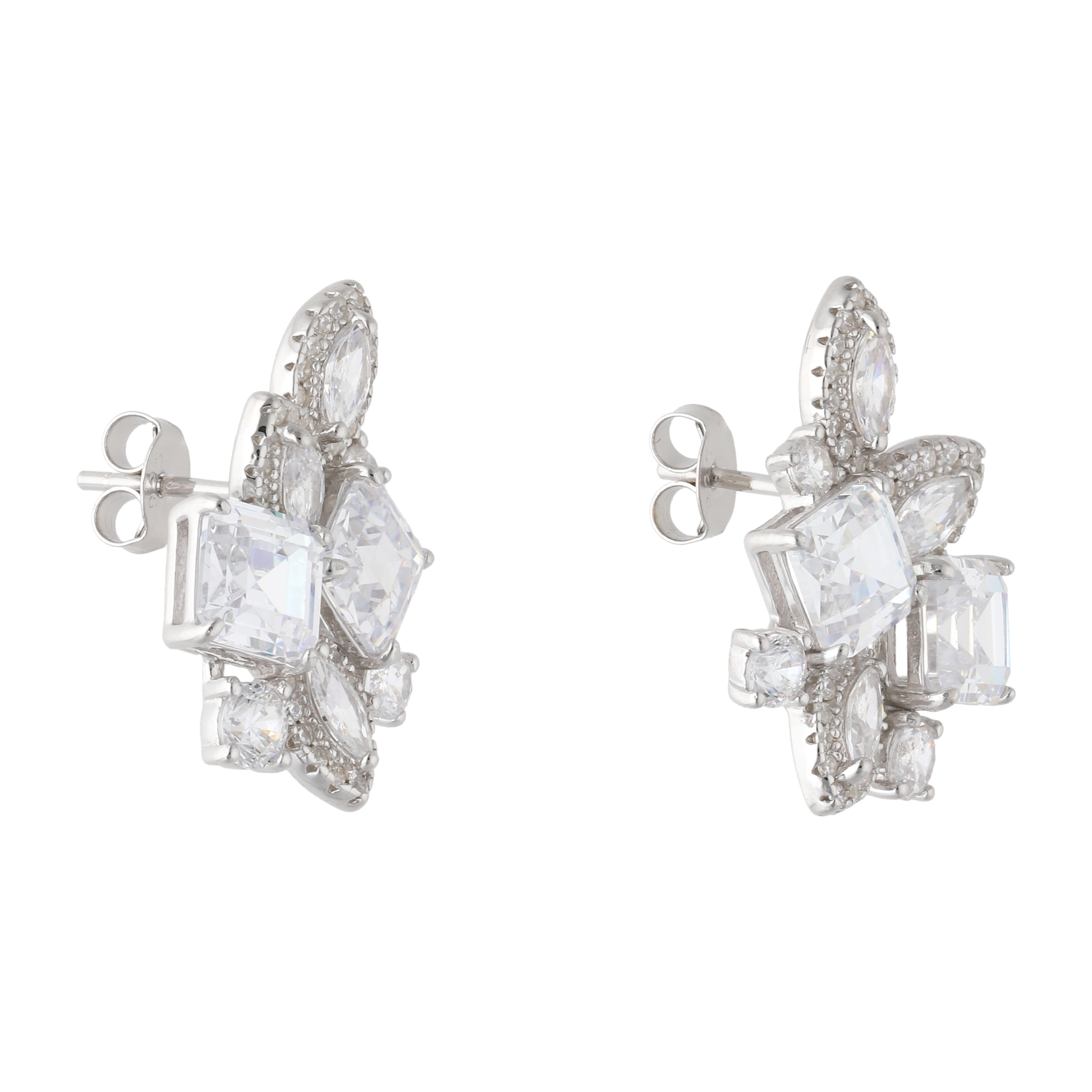 Ear climber multishape circonias plata