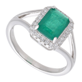 Anillo circonia verde plata