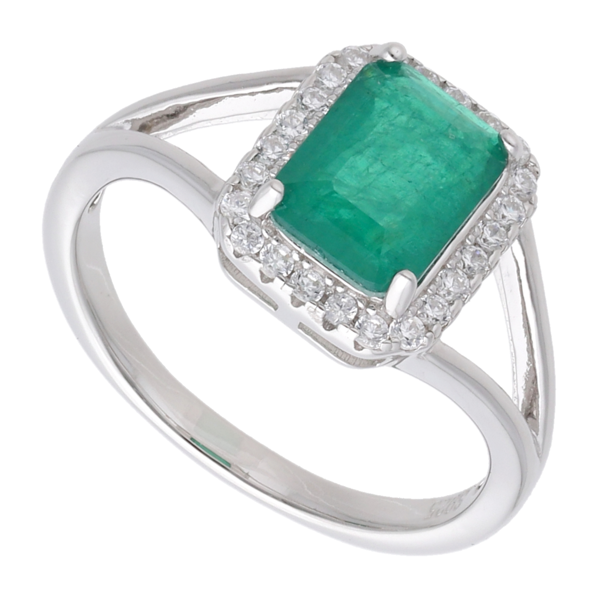 Anillo circonia verde plata