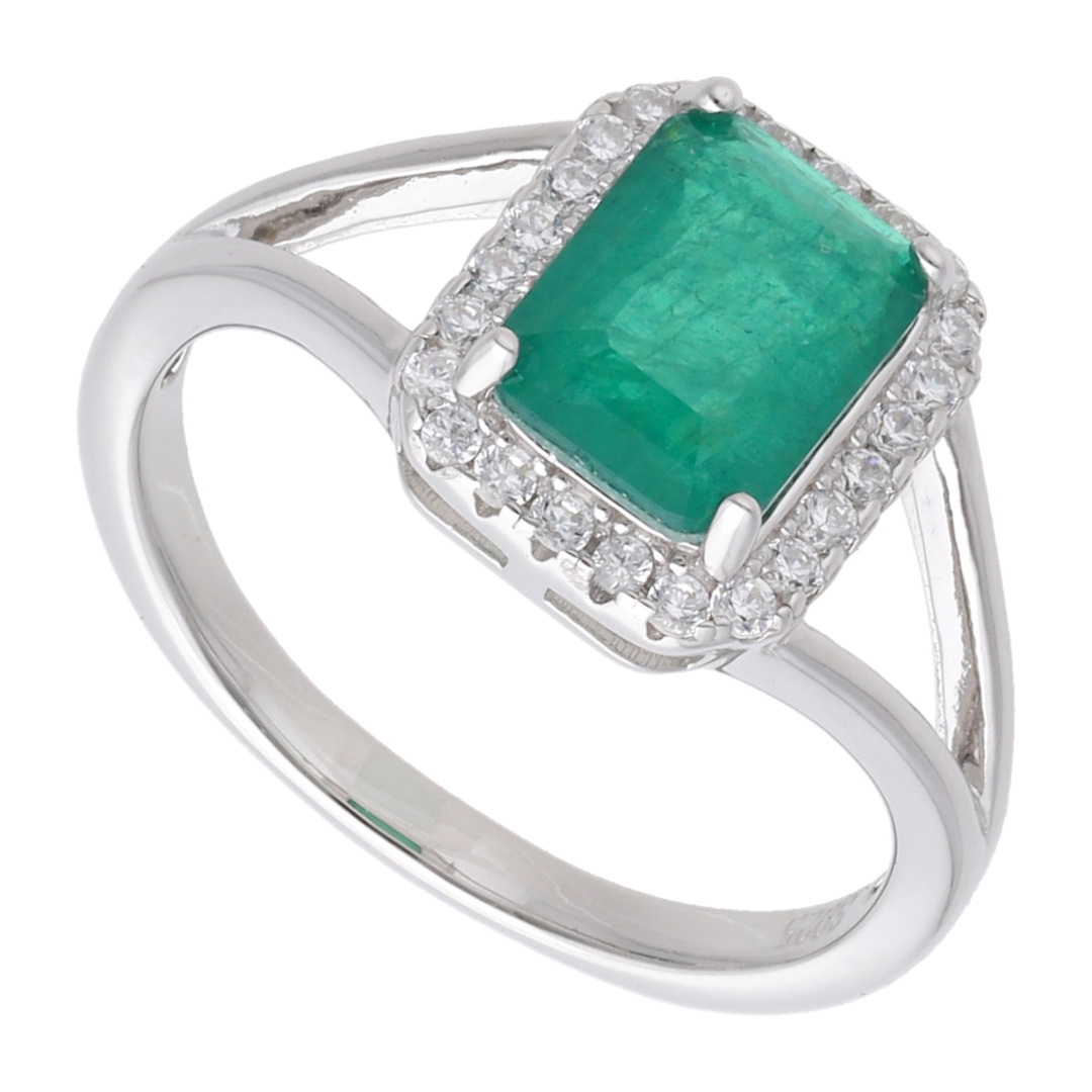 Anillo circonia verde plata