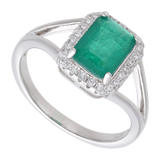 Anillo circonia verde plata