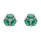 Broquel 3 circonias colores oval plata