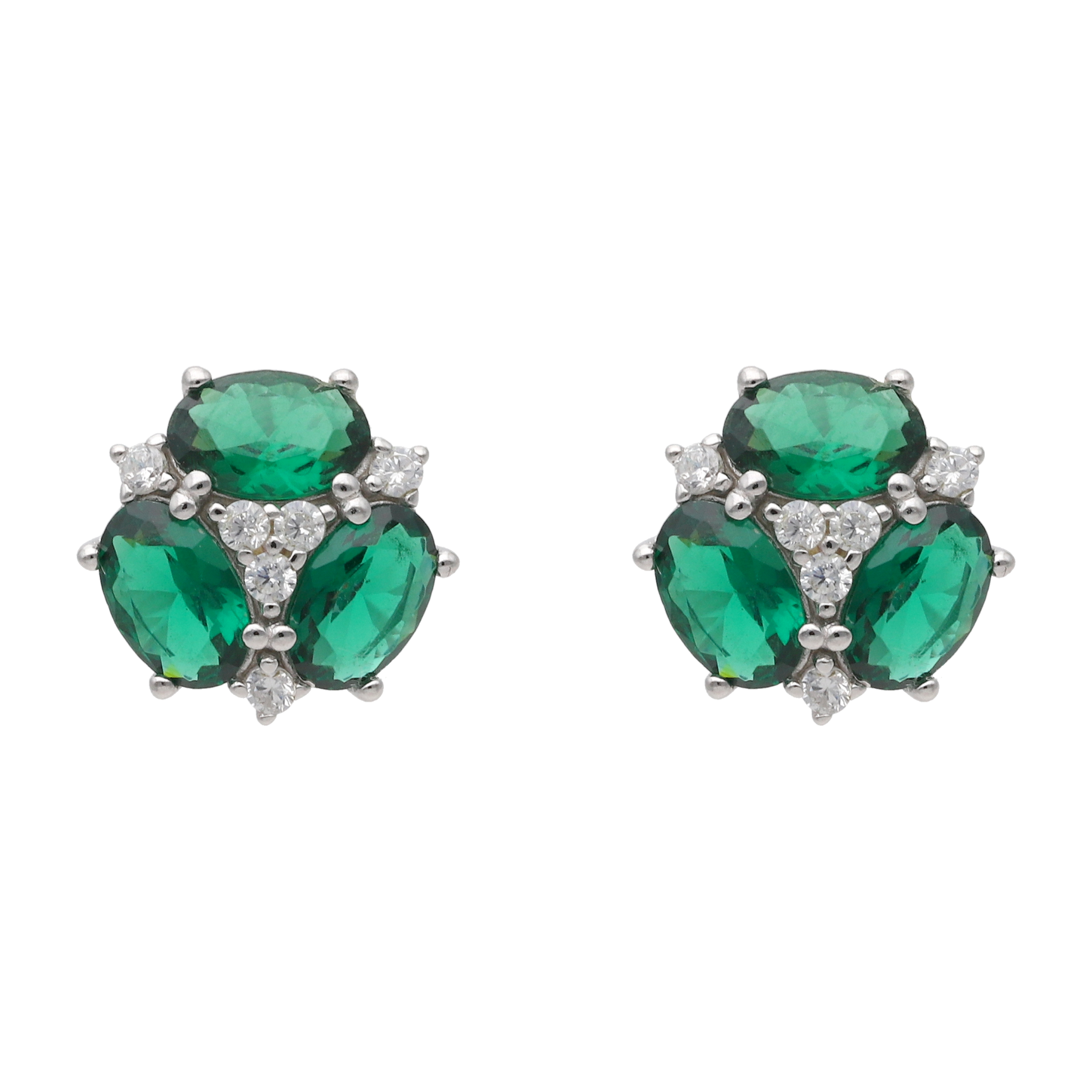 Broquel 3 circonias colores oval plata