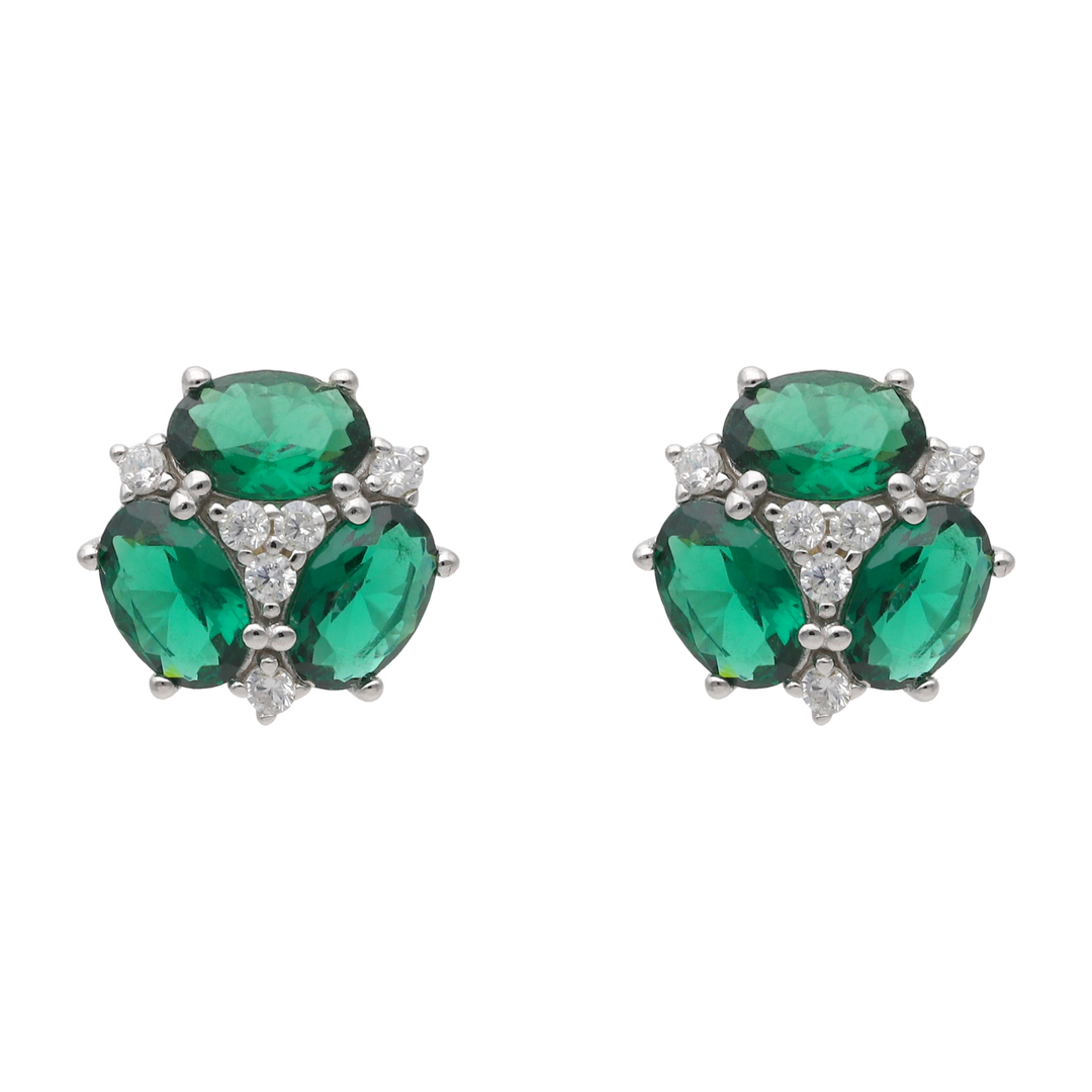 Broquel 3 circonias colores oval plata