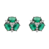 Broquel 3 circonias colores oval plata