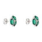 Broquel 3 circonias colores oval plata