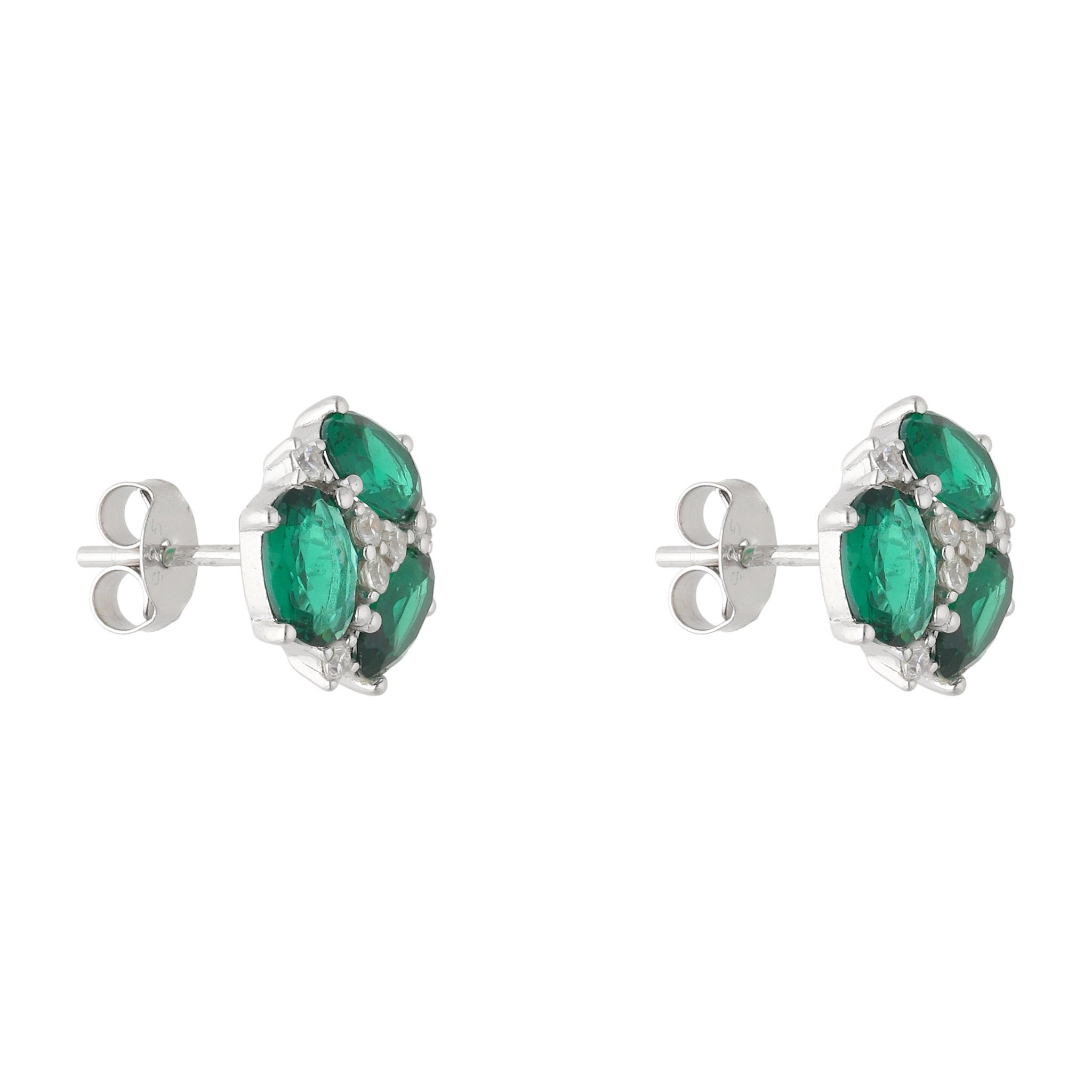 Broquel 3 circonias colores oval plata