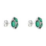 Broquel 3 circonias colores oval plata