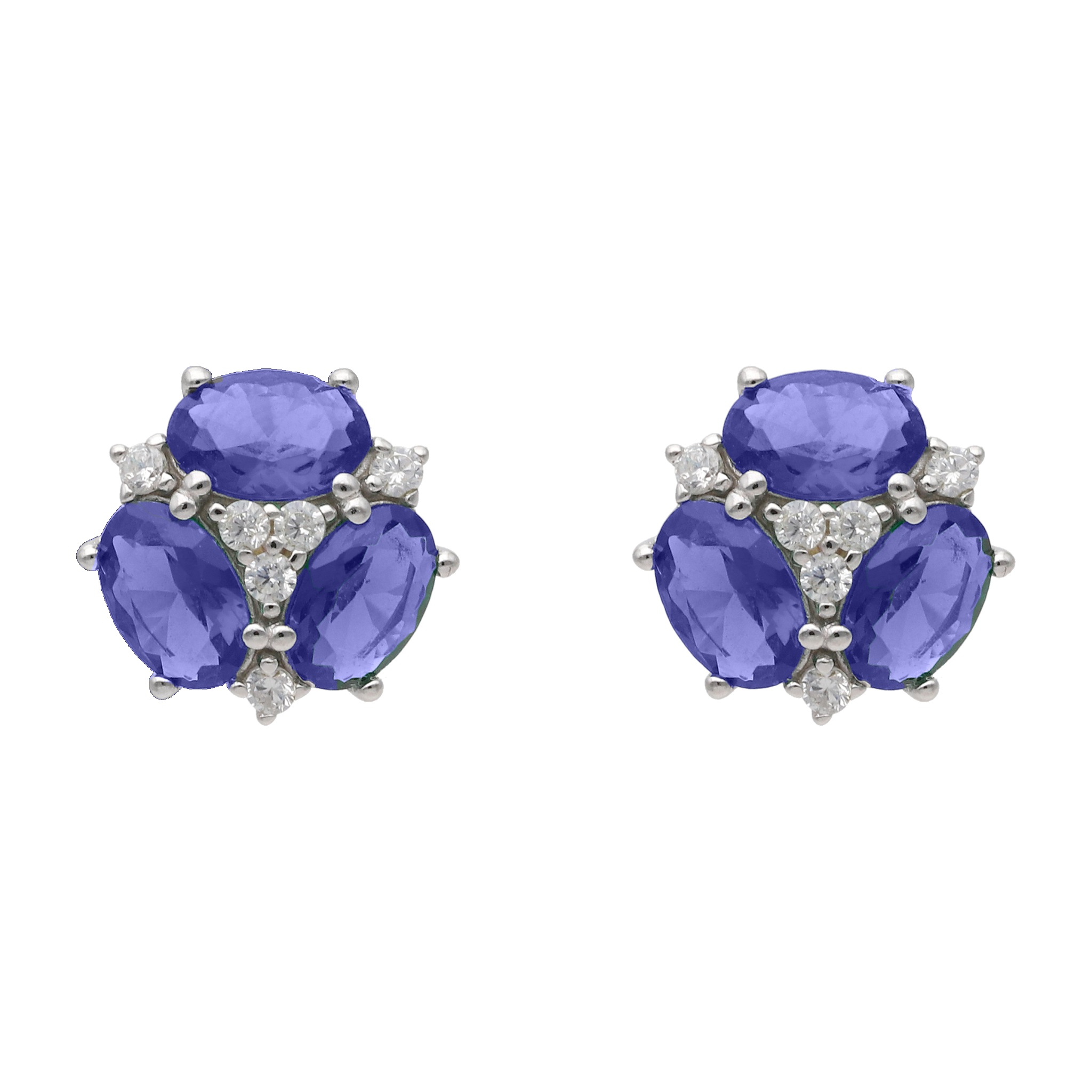 Broquel 3 circonias colores oval plata