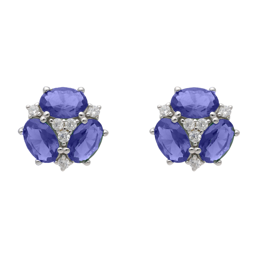 Broquel 3 circonias colores oval plata