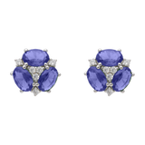 Broquel 3 circonias colores oval plata