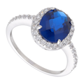 Anillo oval circonia azul plata