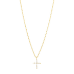 Collar cruz circonias cadena clip plata