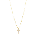 Collar cadena clip cruz madre perla plata