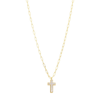 Collar cadena clip cruz madre perla plata