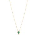Collar cruz color y bisel circonias blancas