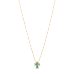 Collar cruz color y bisel circonias blancas