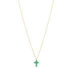 Collar cruz circonias verdes plata