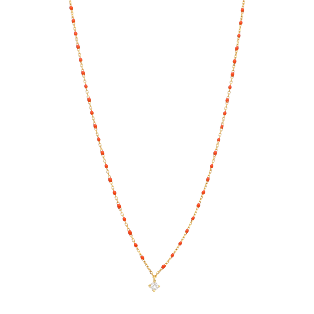Collar esmaltado dije circonia plata