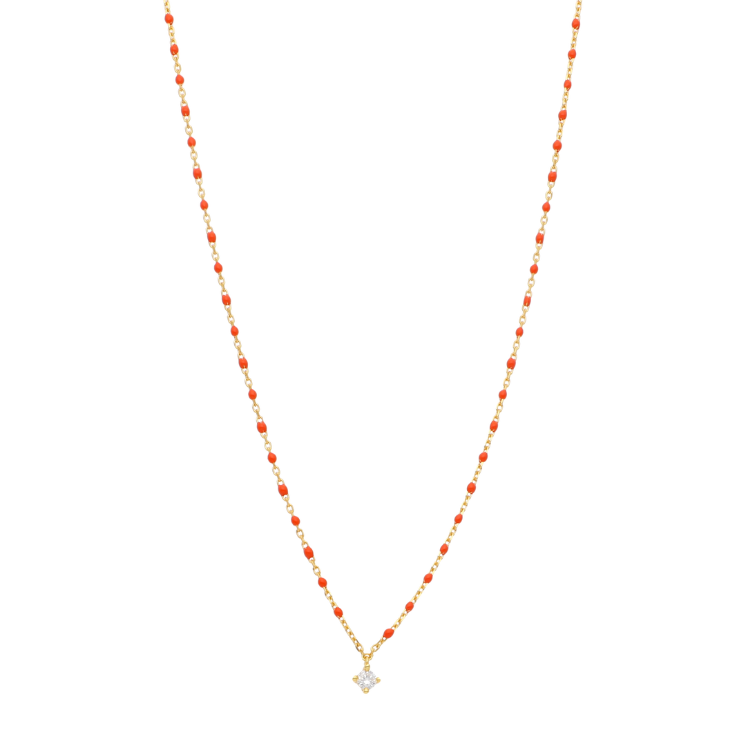 Collar esmaltado dije circonia plata