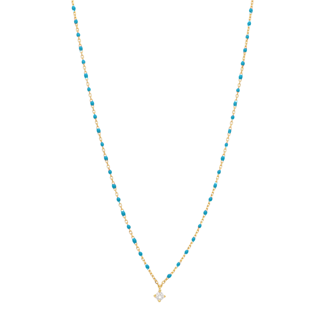 Collar esmaltado dije circonia plata