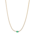 Collar tennis circonia verde central plata
