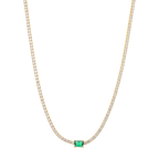 Collar tennis circonia verde central plata