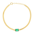 Pulsera cadena barbada circonia verde plata