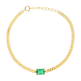 Pulsera cadena barbada circonia verde plata