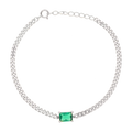 Pulsera cadena barbada circonia verde plata