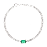 Pulsera cadena barbada circonia verde plata