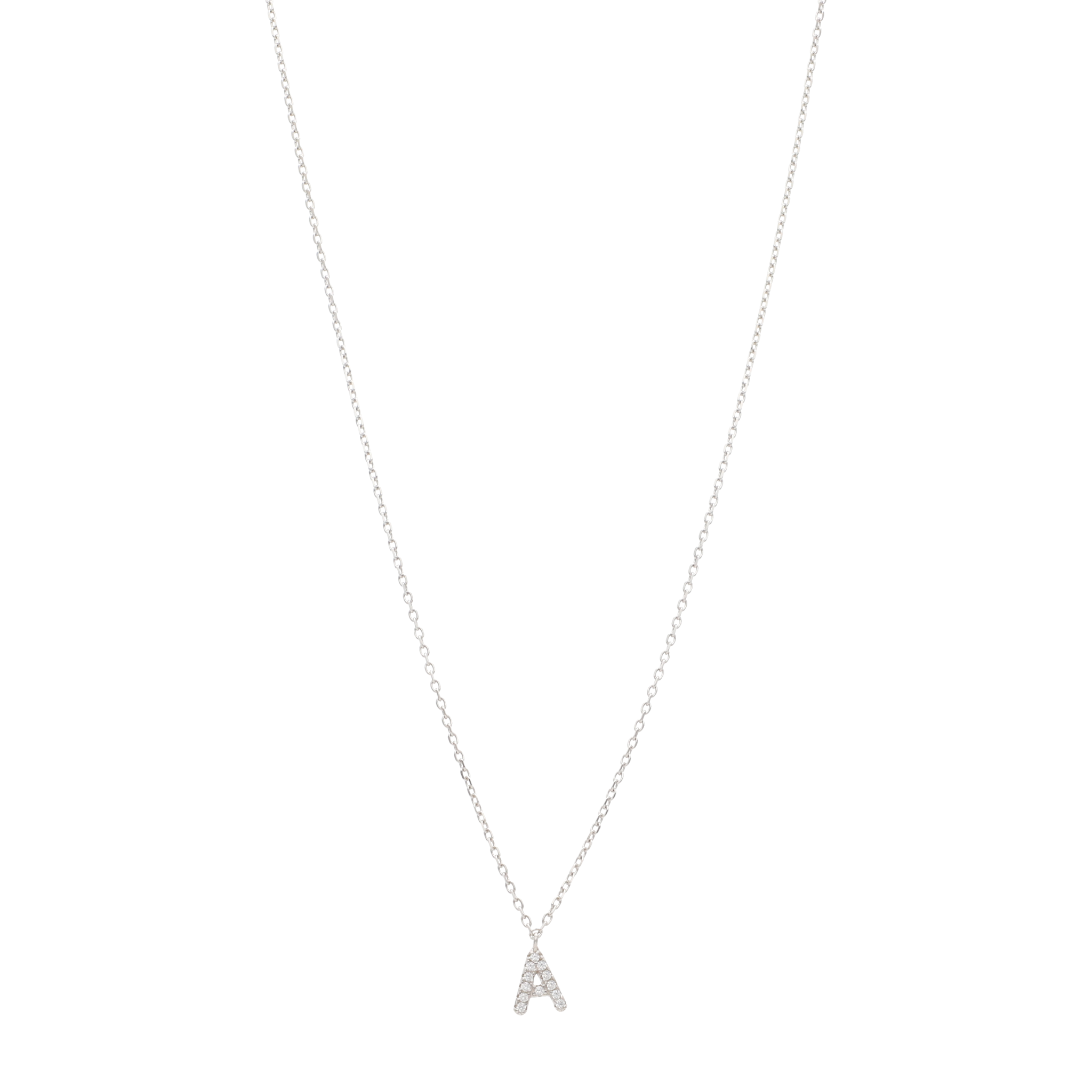 Collar inicial mini circonias blancas plata