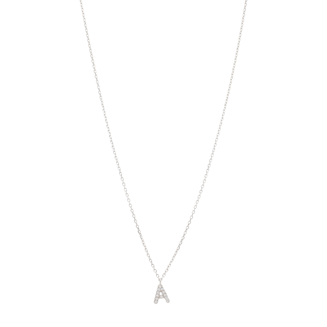 Collar inicial mini circonias blancas plata