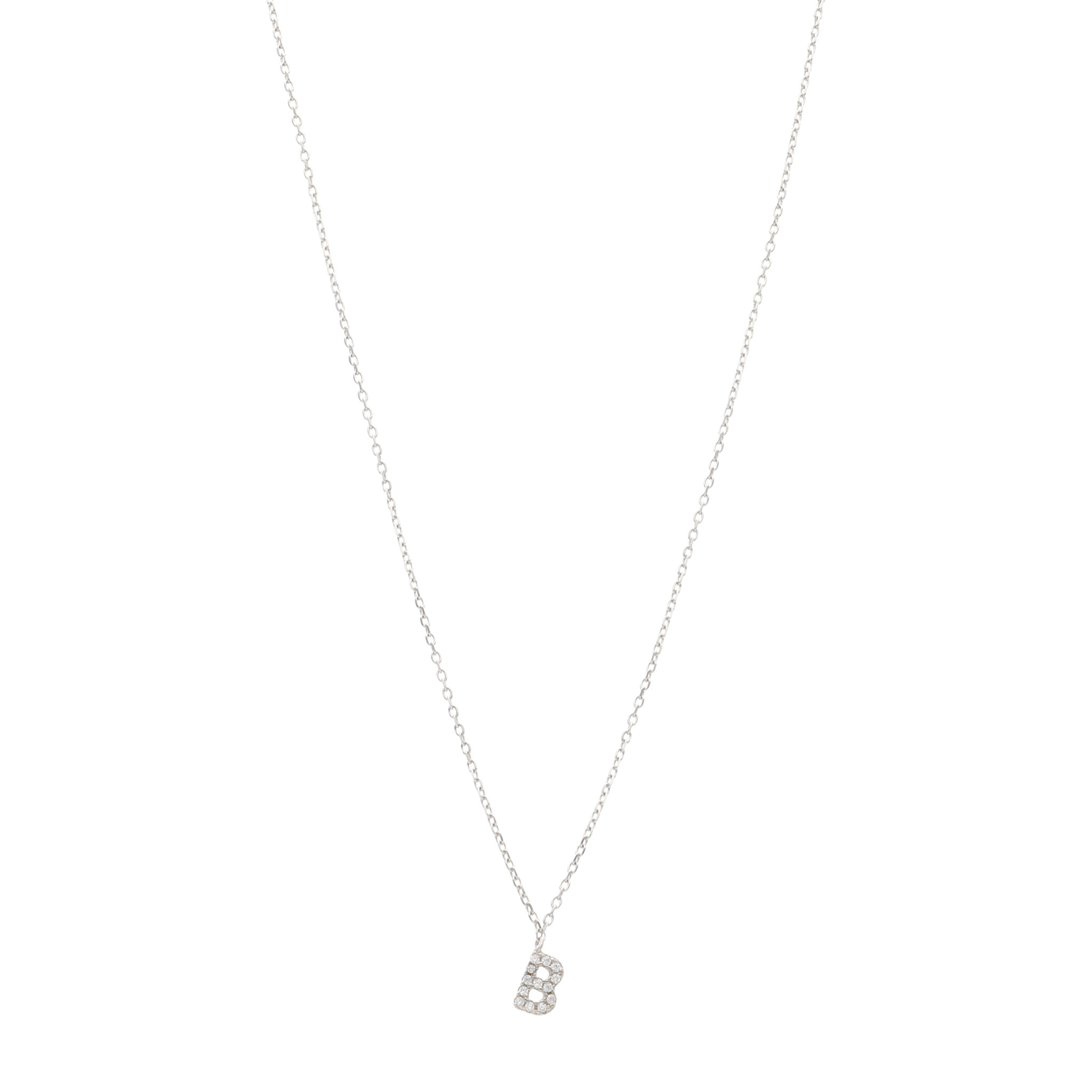 Collar inicial mini circonias blancas plata