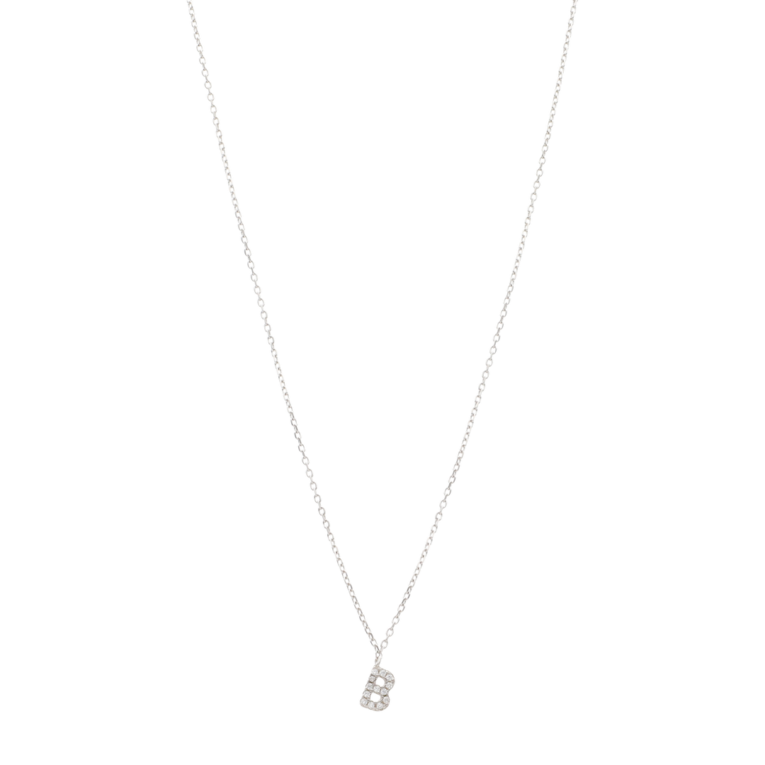 Collar inicial mini circonias blancas plata
