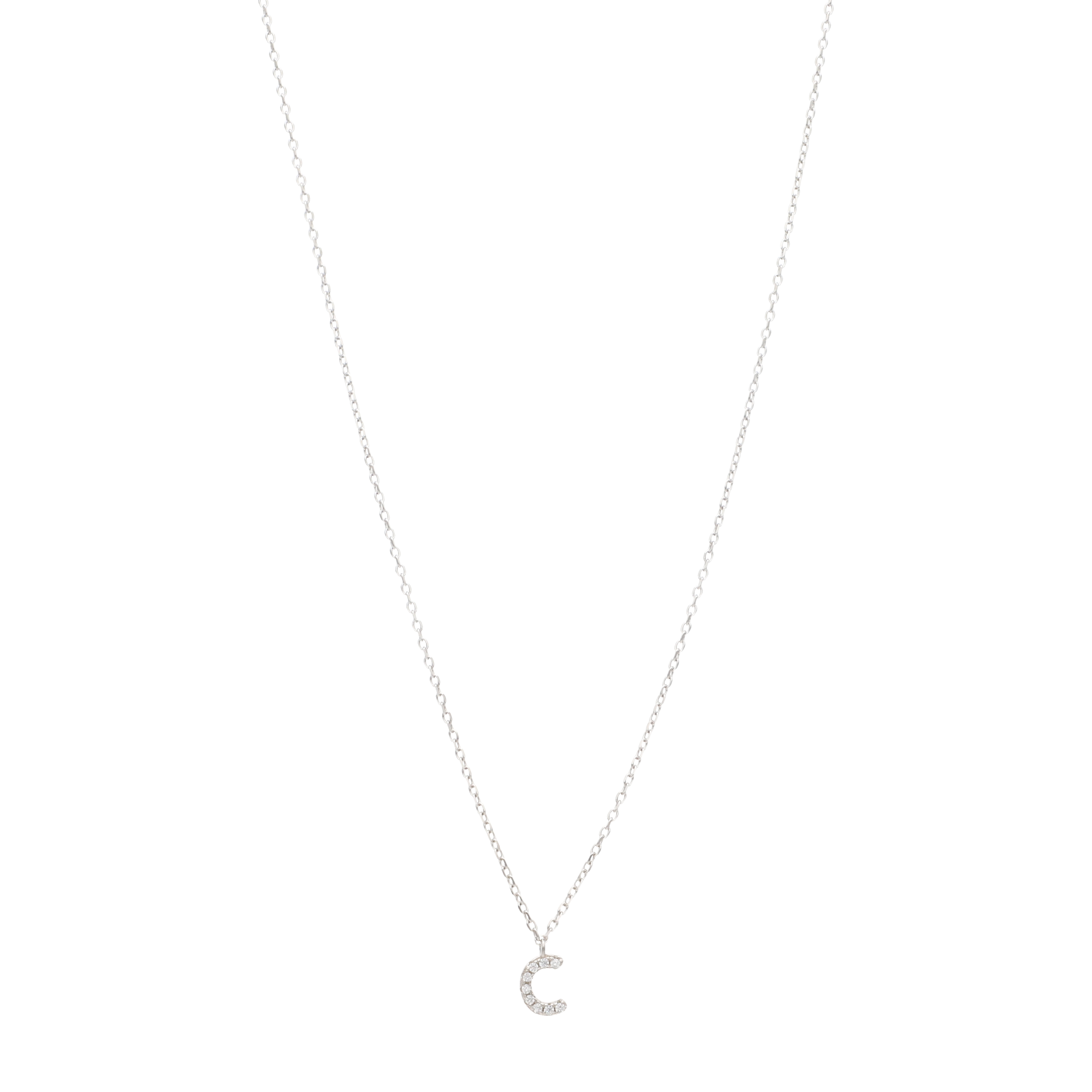 Collar inicial mini circonias blancas plata