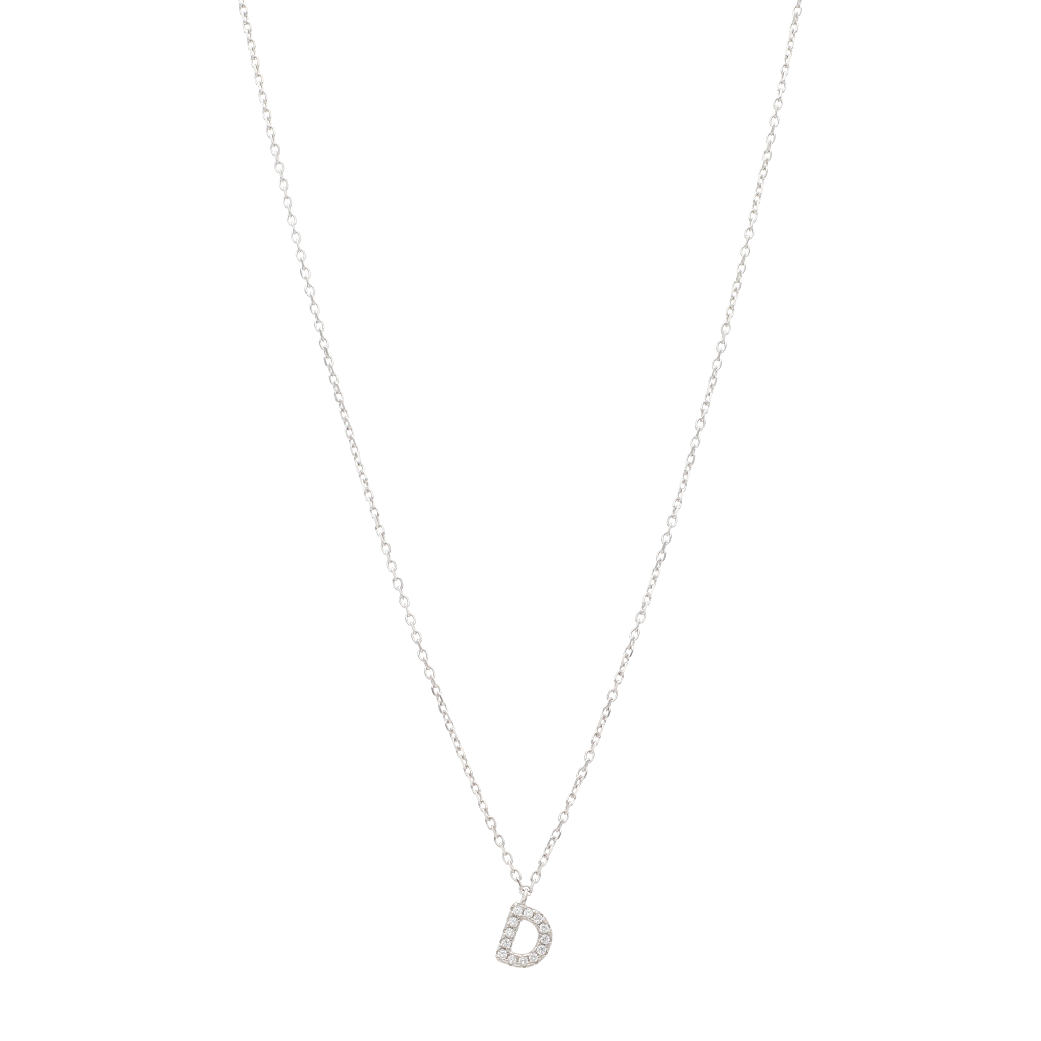 Collar inicial mini circonias blancas plata