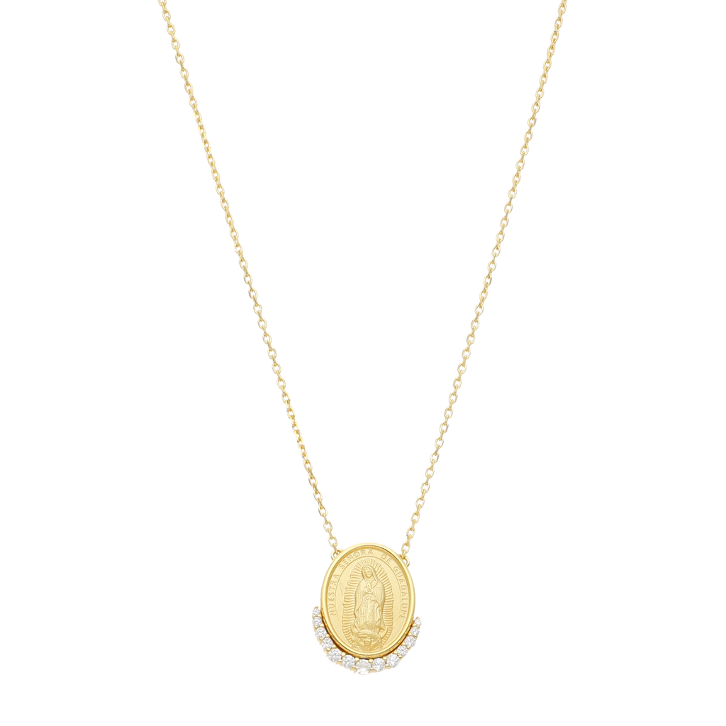 Collar Guadalupe con la luna circonias plata