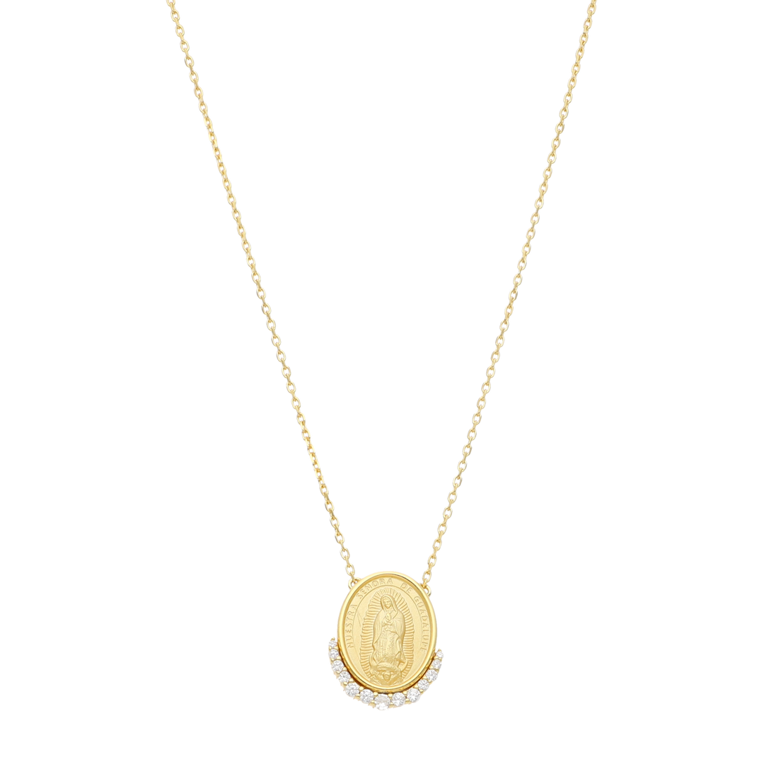 Collar Guadalupe con la luna circonias plata