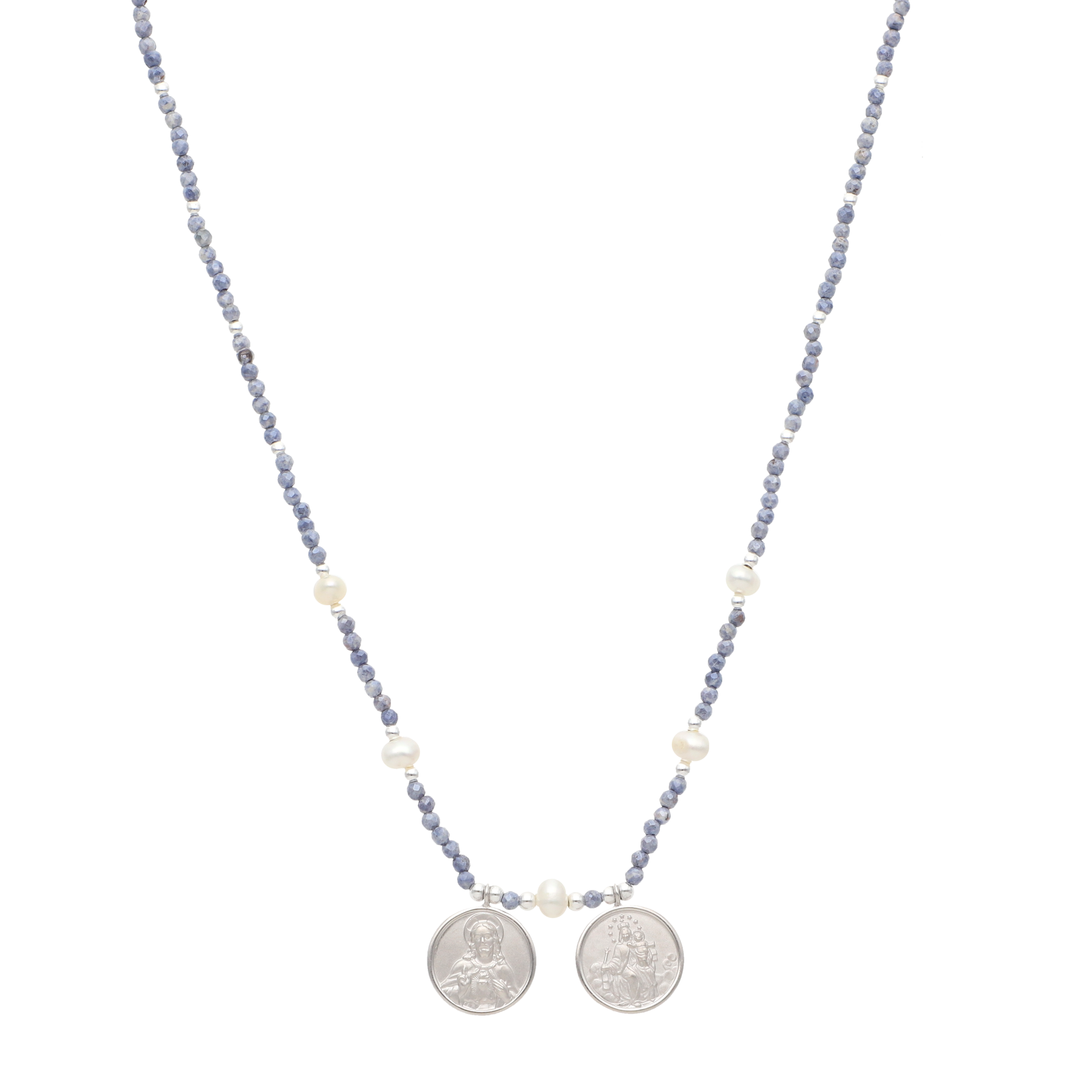 Escapulario piedras plata Virgen del Carmen plata