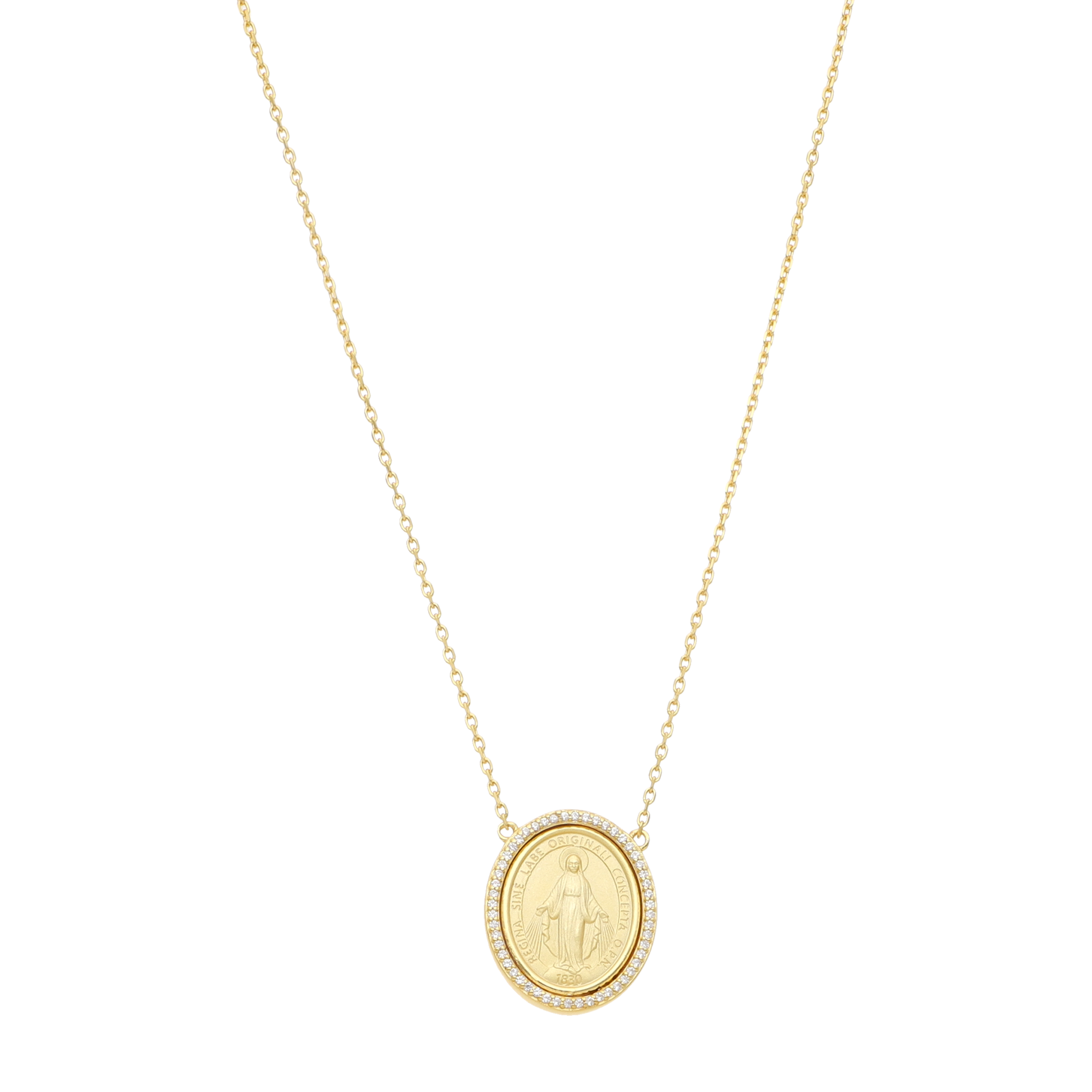 Collar medalla Guadalupe con bisel de circonias