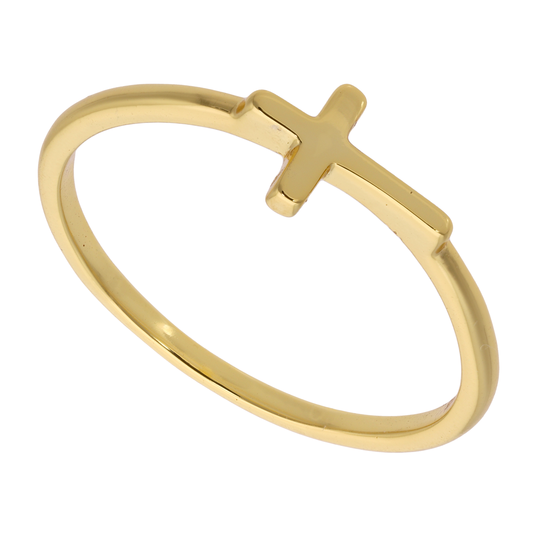 Anillo liso cruz plata