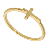 Anillo liso cruz plata