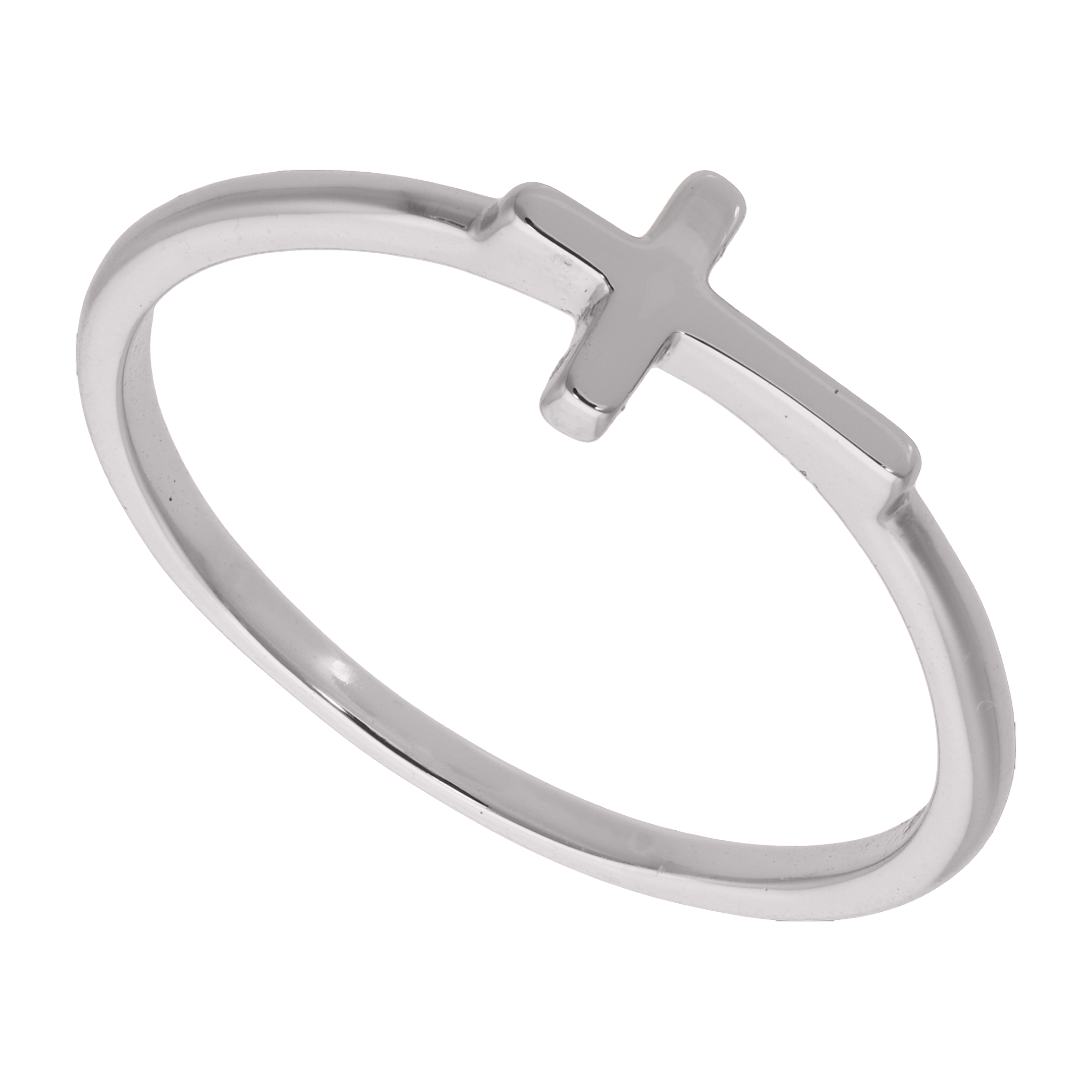 Anillo liso cruz plata