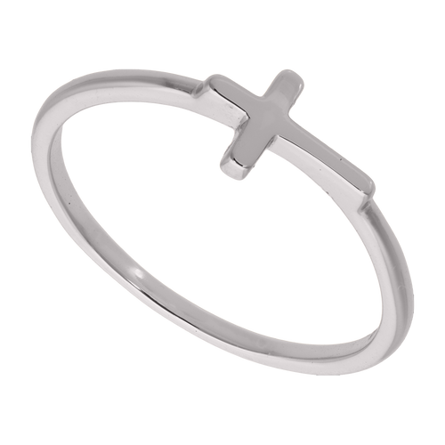 Anillo liso cruz plata