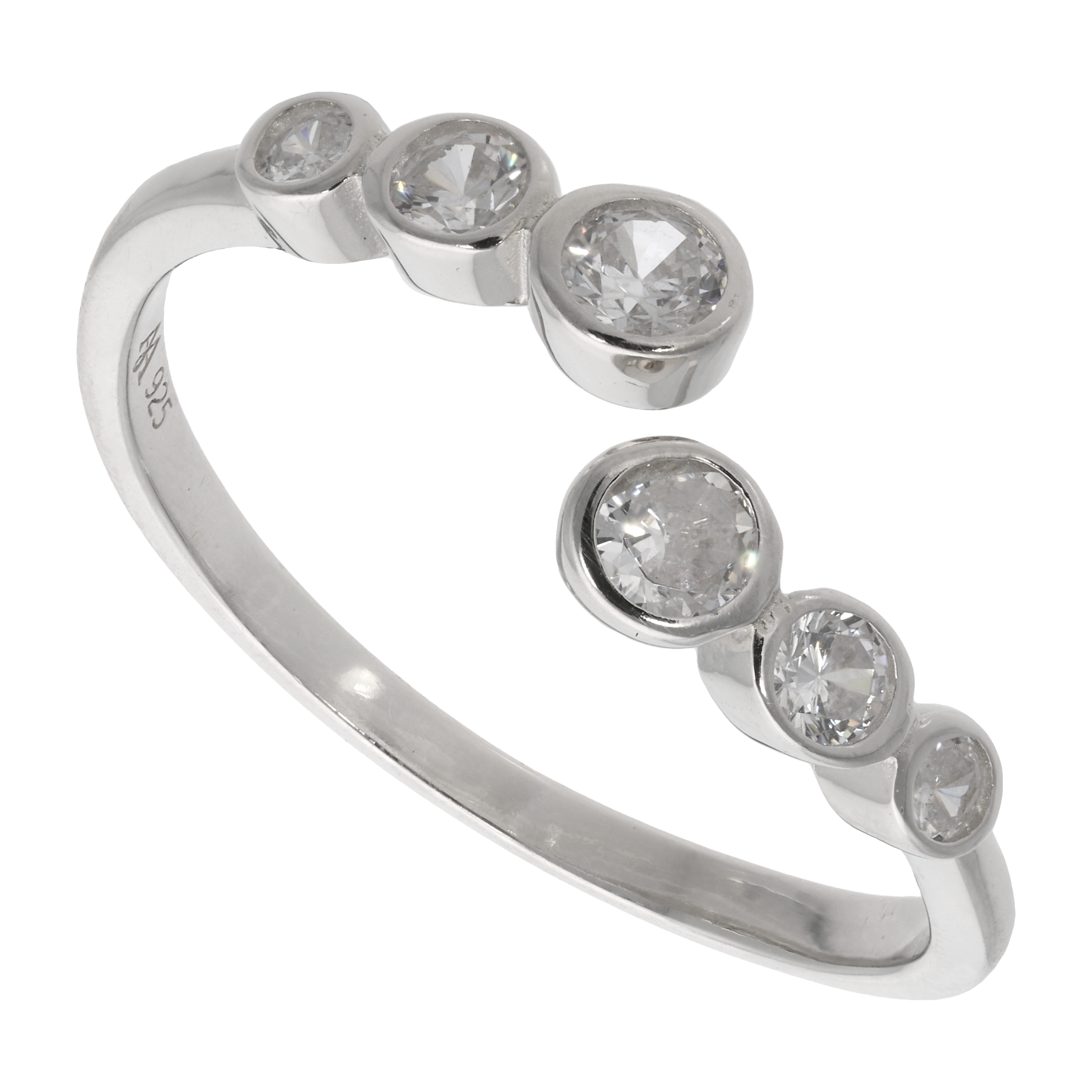 Anillo tu y yo 6 circonias plata